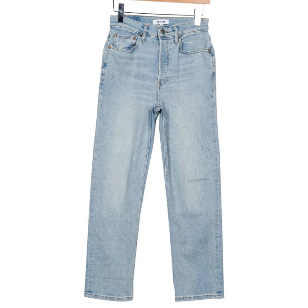 Re/Done High Rise Straight Leg Jeans in Light Wash Excellent Condition | Size XS